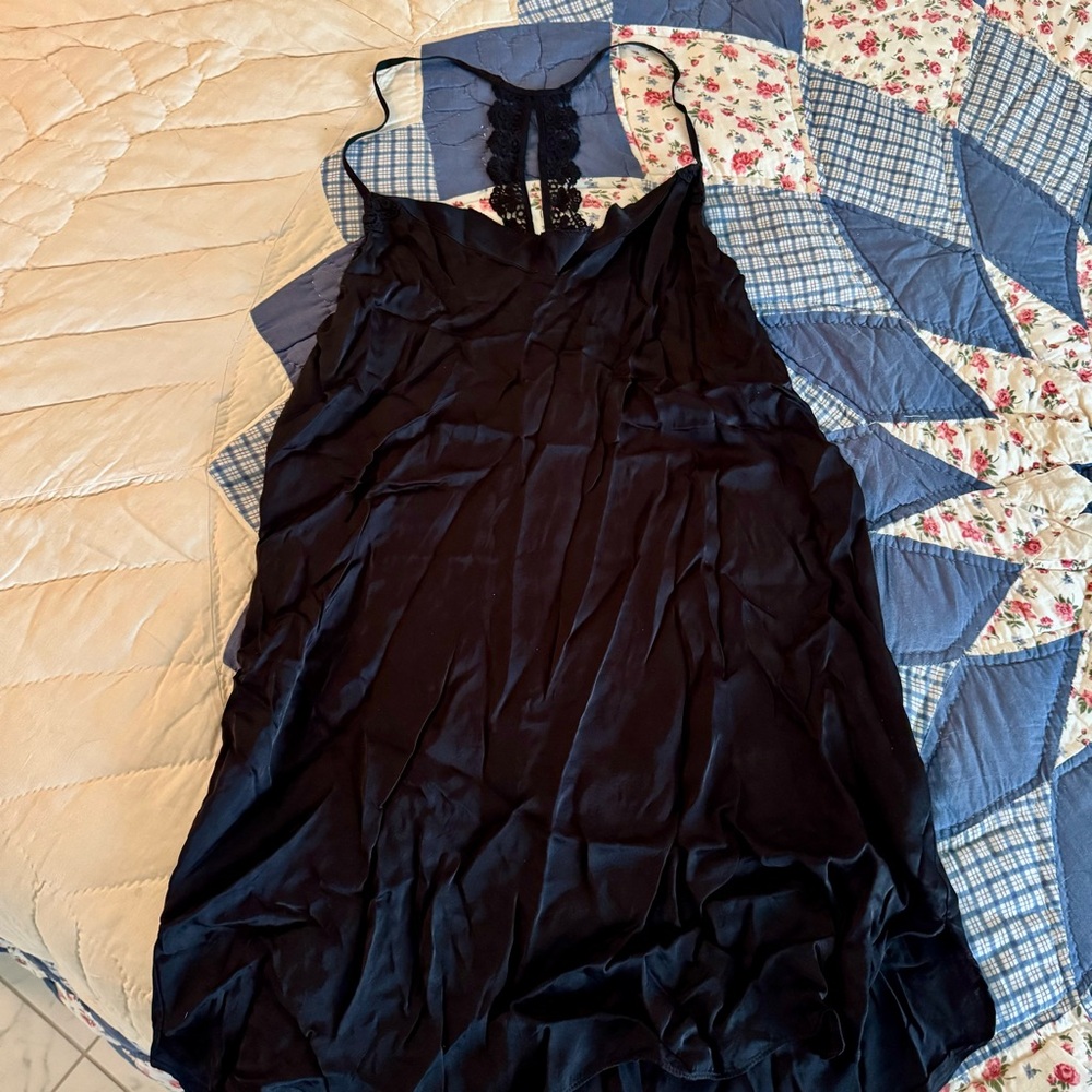 BHLDN Anthropologie Black Lace Detail Chemise Slip
Nightgown